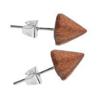 Load image into Gallery viewer, A pair of Holzohrstecker Ohrstecker Holz Kegel 925er Sterlingsilber 8 mm Maserung earrings with cone-shaped wooden tops and sterling silver posts, shown side by side on a white background.
