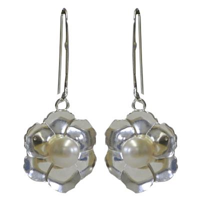 Silberohrringe 925er Silber Ohrringe Ohrhänger Damen Schmuck Blume mit Perle