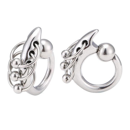Universal Piercing Klemmkugel Captive Bead Edelstahl silbern gepierct drei Ringe