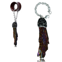 Load image into Gallery viewer, Charm Piercing Anhänger Ohrhänger für Flesh Tunnels gold Silber Messing Stein Karabiner

