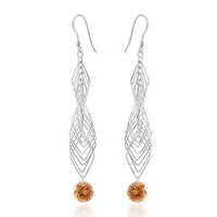 Load image into Gallery viewer, Ohrhänger Ohrringe aus 925er Sterling Silber (nickelfrei) für Damen, mit elegantem, mehrlagigem Rauten-Design und funkelnden Zirkonia – ein zeitloses Accessoire für stilvolle Auftritte.
