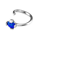 Load image into Gallery viewer, Universal Piercing Ring 925 Silber 1.2mm Opal blau
