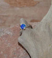 Load image into Gallery viewer, Universal Piercing Ring 925 Silber 1.2mm Opal blau
