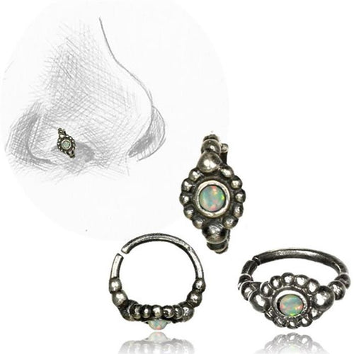 Nostril Piercing Nasenringe Silber Nasenring Kugelmuster 10 mm/0,8 mm