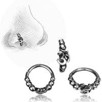 Load image into Gallery viewer, Nostril Piercing Nasenringe Silber Nasenring Kugelmuster 10 mm/0,8 mm

