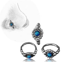 Load image into Gallery viewer, Nostril Piercing Nasenringe Silber Nasenring Kugelmuster 10 mm/0,8 mm
