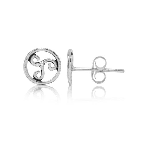 Silberohrstecker Ohrstecker 925er Sterling Silber Unisex Schmuck Ohrringe Kreis Schnörkel Muster