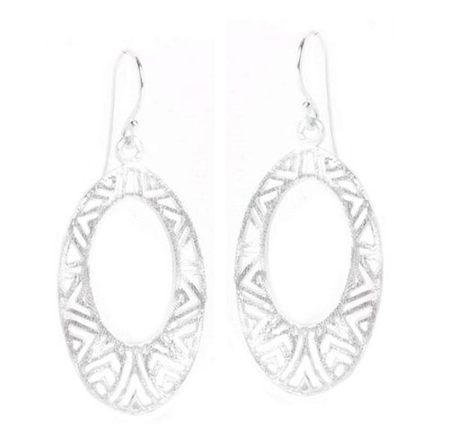 Silberohrringe 925er Silber Ohrringe Ohrhänger Schmuck gebürstet oval hohl Muster