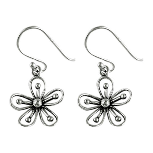 Silberohrringe 925er Silber Ohrringe Ohrhänger Schmuck Blume Silberperlen schwarz