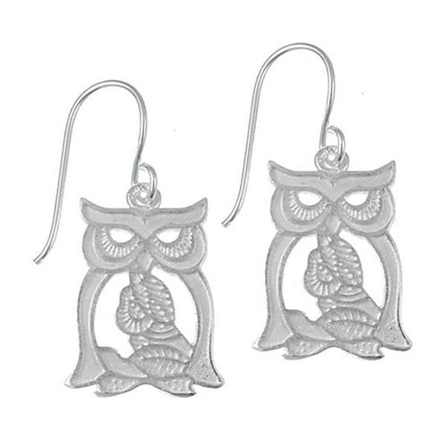 Ohrringe matt Eule Blume weiß Silberohrringe 925er Sterling Silber Damen Ohrhänger Schmuck
