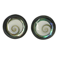 Load image into Gallery viewer, Shivaauge Paua Abalone rund Silberohrstecker Ohrstecker 925er Sterling Silber Shiva Auge Eye
