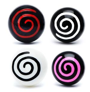 Ohrstecker Halbkugel Spirale 8 mm Acryl Unisex Ohrringe Edelstahl nickelfrei zweifarbig