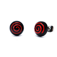 Load image into Gallery viewer, Ohrstecker Halbkugel Spirale 8 mm Acryl Unisex Ohrringe Edelstahl nickelfrei zweifarbig
