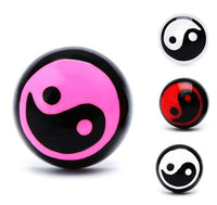 Cargar imagen en el visor de la galería, Ohrstecker Halbkugel Yin Yang 8 mm Acryl Unisex Ohrringe Edelstahl nickelfrei zweifarbig
