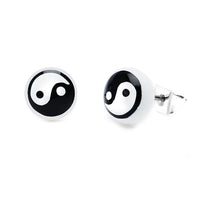 Cargar imagen en el visor de la galería, Ohrstecker Halbkugel Yin Yang 8 mm Acryl Unisex Ohrringe Edelstahl nickelfrei zweifarbig
