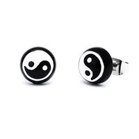 Cargar imagen en el visor de la galería, Ohrstecker Halbkugel Yin Yang 8 mm Acryl Unisex Ohrringe Edelstahl nickelfrei zweifarbig

