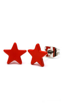 Load image into Gallery viewer, Brass Ohrstecker Stern Sterne bunt Unisex Ohrringe Edelstahl nickelfrei Kommunismus 12 mm
