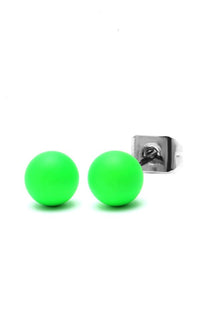 Load image into Gallery viewer, A pair of 12 mm brass Ohrstecker stud earrings in a colorful star design, unisex, nickel-free stainless steel, shown with a silver back on a plain white background.
