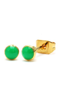Load image into Gallery viewer, A pair of gold brass Ohrstecker, gewölbt und rund (3 mm), with colorful enamel, nickelfrei Messing, displayed on a white background.
