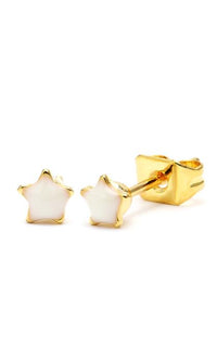 Load image into Gallery viewer, Brass Ohrstecker Stern 4 mm bunt gold Emaille nickelfrei Messing
