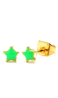 Load image into Gallery viewer, Brass Ohrstecker Stern 4 mm bunt gold Emaille nickelfrei Messing
