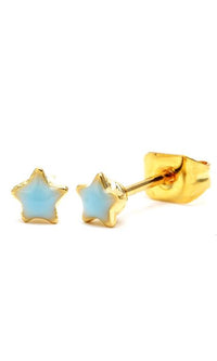 Load image into Gallery viewer, Brass Ohrstecker Stern 4 mm bunt gold Emaille nickelfrei Messing
