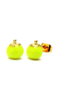 Load image into Gallery viewer, A pair of 12 mm round, colorful star brass stud earrings, unisex and nickel-free stainless steel, displayed on a white background.
