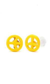Load image into Gallery viewer, Ohrstecker Peace Zeichen 8 mm Edelstahl Gummi Beschichtung nickelfrei Unisex Schmuck
