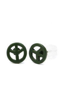 Load image into Gallery viewer, Ohrstecker Peace Zeichen 8 mm Edelstahl Gummi Beschichtung nickelfrei Unisex Schmuck
