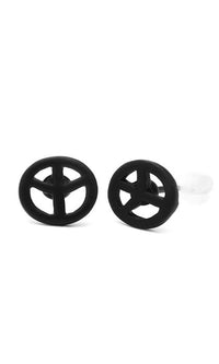 Load image into Gallery viewer, Ohrstecker Peace Zeichen 8 mm Edelstahl Gummi Beschichtung nickelfrei Unisex Schmuck
