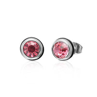 Load image into Gallery viewer, Brass Ohrstecker silber Gummi Ring Glaskristall facettiert 8mm rund bunt
