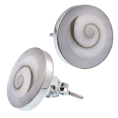 Shivaauge 10 mm Perlmutt Muschel rund Ohrstecker Silberohrstecker Shiva-Auge 925er Silber Damen