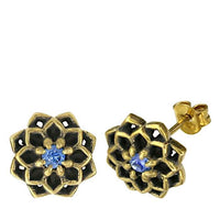 Cargar imagen en el visor de la galería, Messing Stein Kristall Ohrstecker gold Sternblume 12mm
