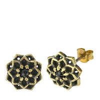 Cargar imagen en el visor de la galería, Messing Stein Kristall Ohrstecker gold Sternblume 12mm
