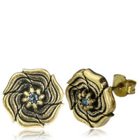 Load image into Gallery viewer, Messing Stein Kristall Ohrstecker gold Rose 11mm
