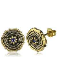 Load image into Gallery viewer, Messing Stein Kristall Ohrstecker gold Rose 11mm
