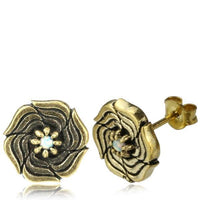 Load image into Gallery viewer, Messing Stein Kristall Ohrstecker gold Rose 11mm
