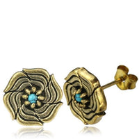 Load image into Gallery viewer, Messing Stein Kristall Ohrstecker gold Rose 11mm
