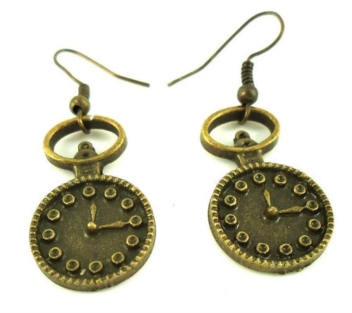 Ohrringe Messing Damen Ohrhänger Kupfer Ohrschmuck Schmuck Uhr rund