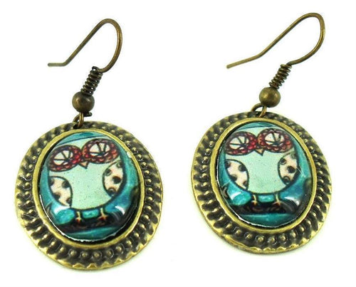Ohrringe Messing Damen Ohrhänger Kupfer Ohrschmuck Schmuck oval Raisin Eule