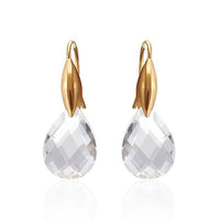 Load image into Gallery viewer, Brass Ohrringe Ohrhänger Mandel gold Glaskristall facettiert Tropfen nickelfrei Damen
