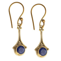 Load image into Gallery viewer, Brass Ohrringe mit Stein antik golden Tropfen oval rund Geige Messing Ohrhänger
