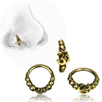 Load image into Gallery viewer, Nostril Stecker Nasenringe Piercing antik golden Messing Stein 0.8 mm
