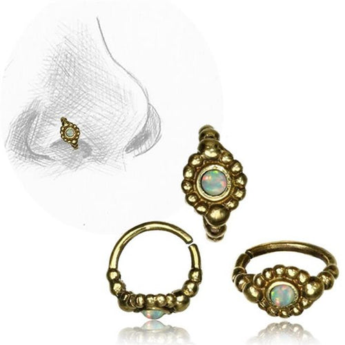 Nostril Stecker Nasenringe Piercing antik golden Messing Stein 0.8 mm