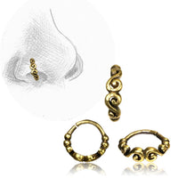 Load image into Gallery viewer, Nostril Piercing Messing Nasenringe Spirale spiralig 10 mm/0,8 mm Nasenschmuck
