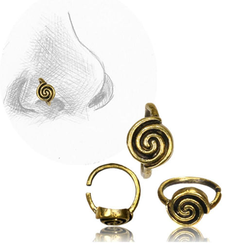 Nostril Piercing Messing Nasenringe Spirale spiralig 10 mm/0,8 mm Nasenschmuck