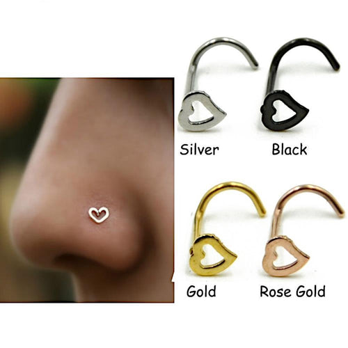 Nostril Piercing Edelstahl Screw Nasenstecker Herz