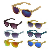 Load image into Gallery viewer, Sonnenbrille Nerd Holz Design verspiegelt getönt 400 UV
