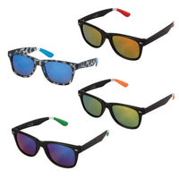 Load image into Gallery viewer, Sonnenbrille Unisex Nerd Brille verspiegelt Bügel gestreift bunt 400 UV
