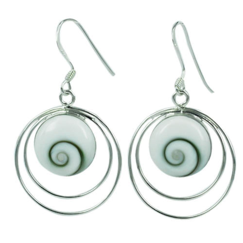 Shivaauge Silberohrringe Kreise 21 mm Ohrringe 925 Sterling Silber Shiva Auge Eye Damen Schmuck
